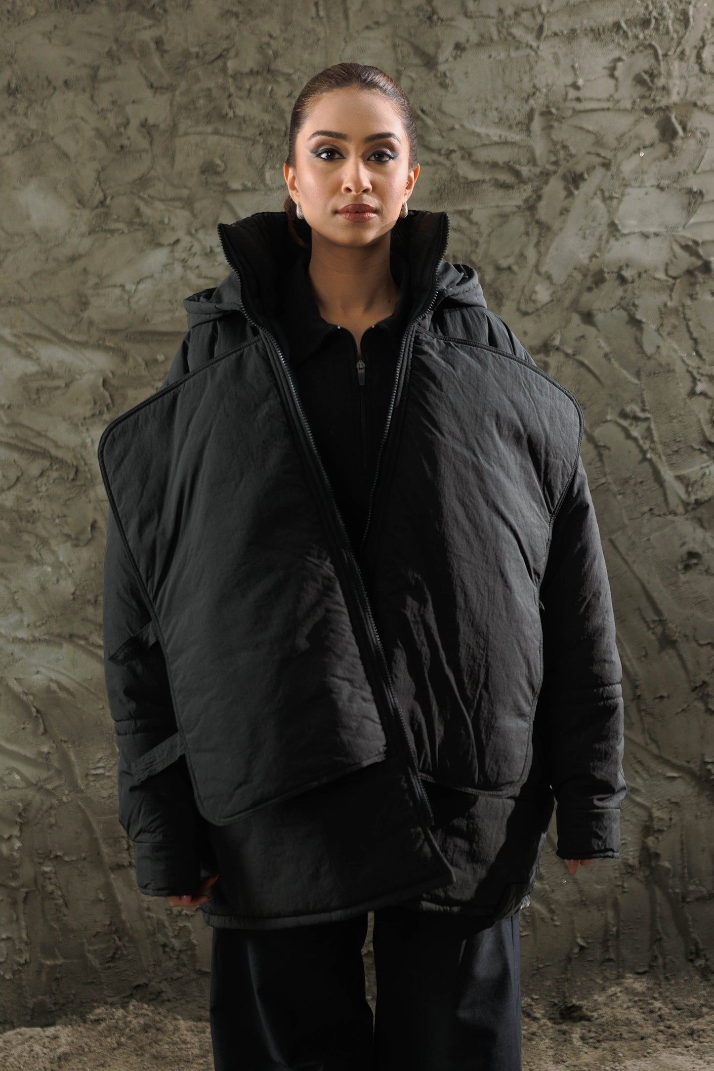Black Flap Long Jacket