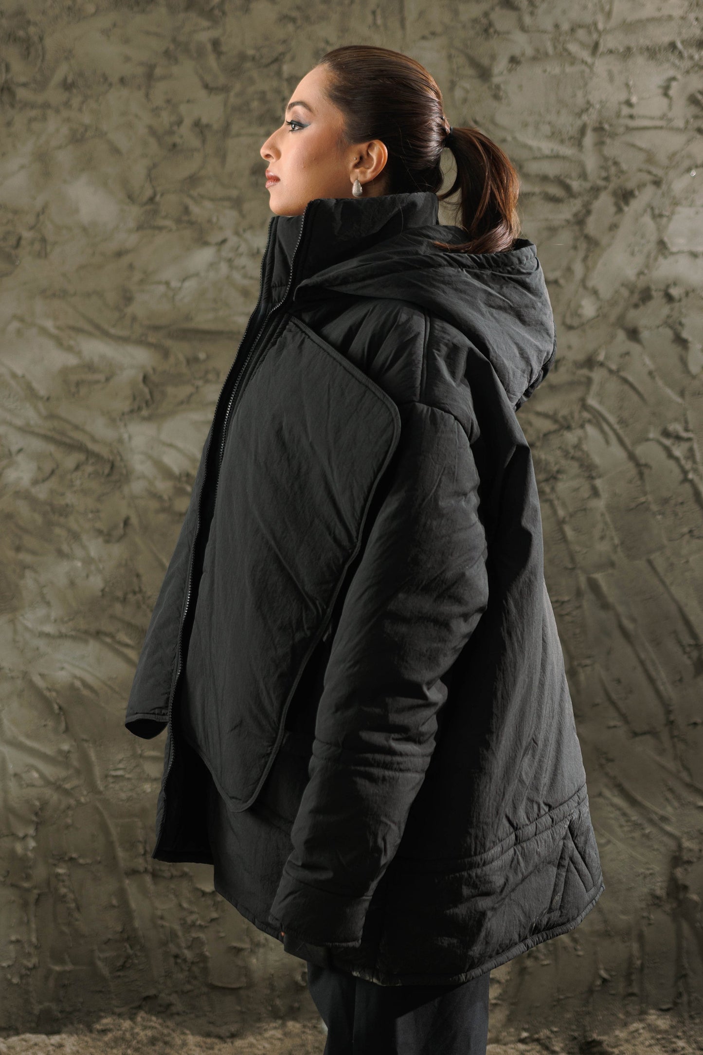 Black Flap Long Jacket