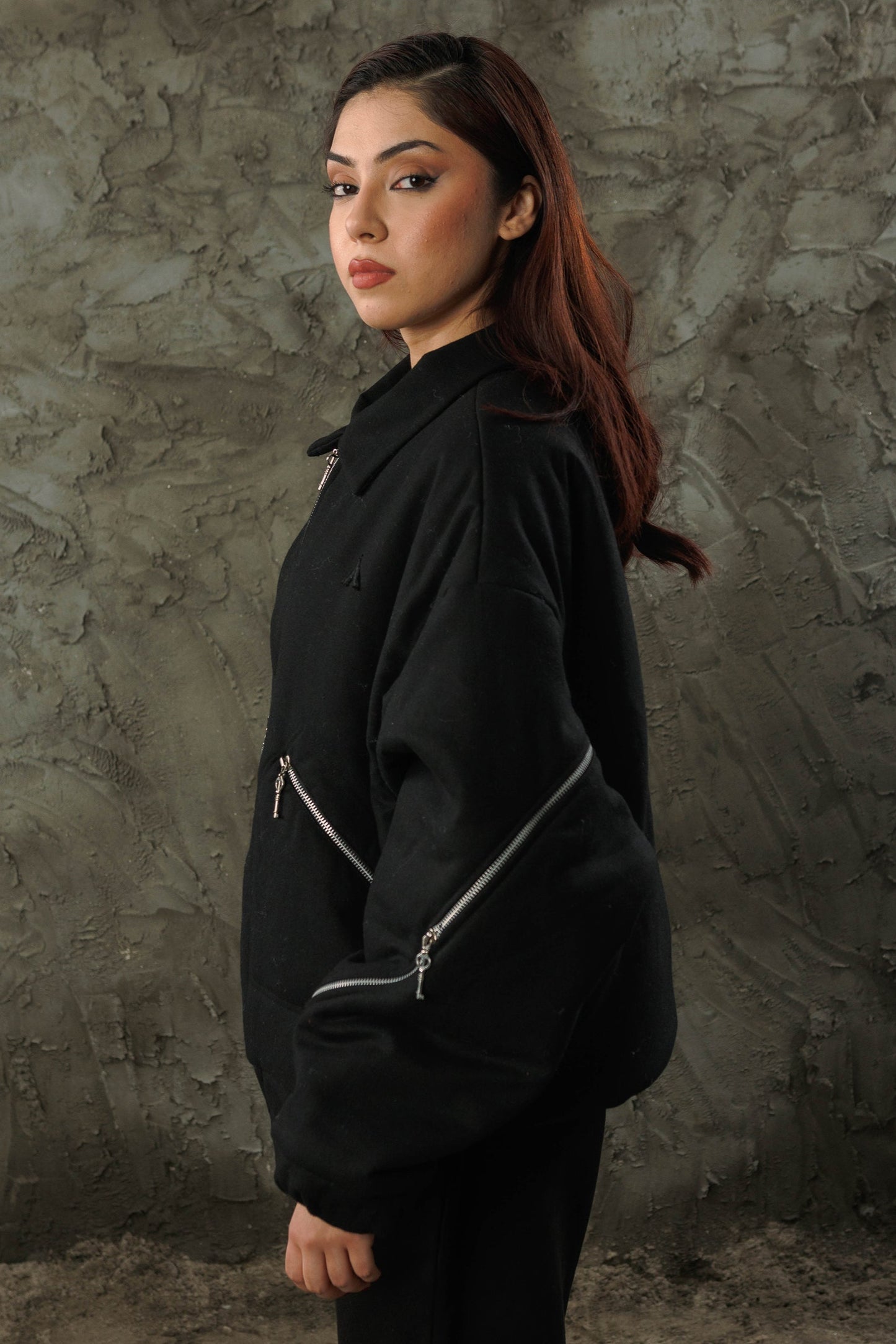 Black Wool Bomber