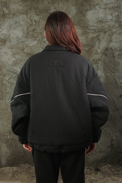 Black Wool Bomber