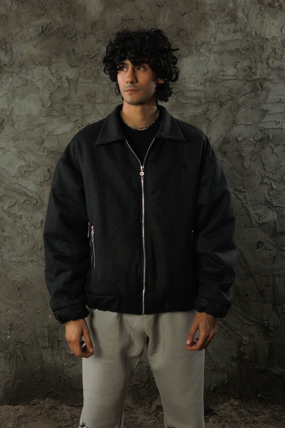 Charcoal Wool Bomber