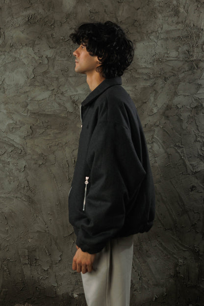 Charcoal Wool Bomber
